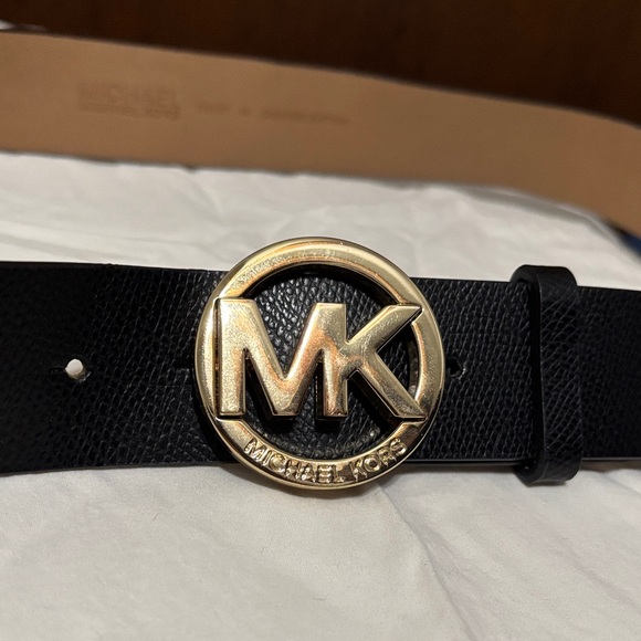 Michael Kors Black Belt with Gold Logo Buckle - Picture 3 of 3